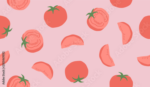 Cute tomato pattern background vector design