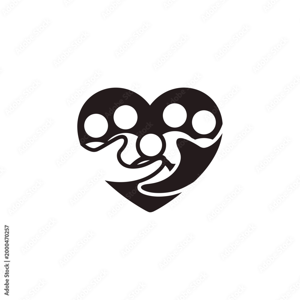 Fototapeta premium Stylized heart shaped people love symbol.