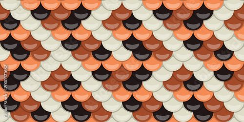 Abstract seamless pattern of overlapping scales in autumnal hues.  Perfect for website backgrounds, textile designs, and decorative projects. Evokes a sense of warmth, texture, and natural beauty.