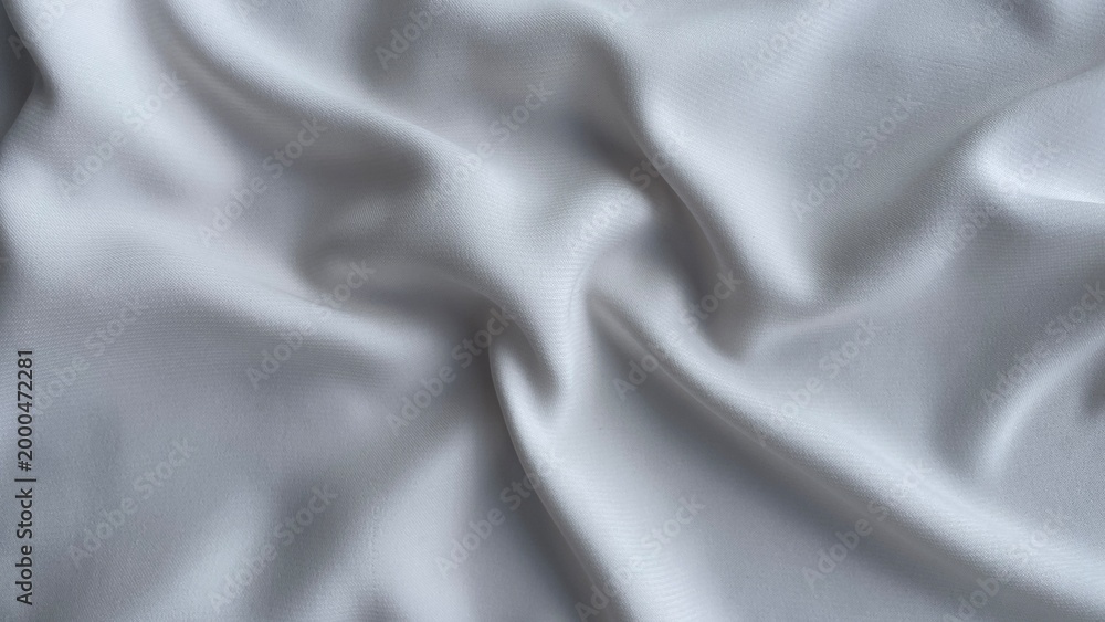 Fototapeta premium White Satin Fabric with Soft Elegant Folds Texture