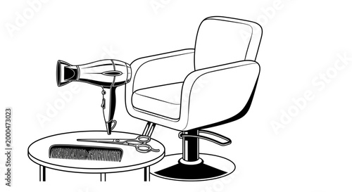 Sewing Machine and Armchair Vector Illustration
