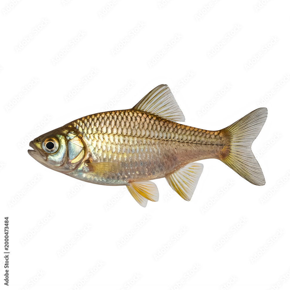 Fototapeta premium Golden fish swimming left isolated on transparent background