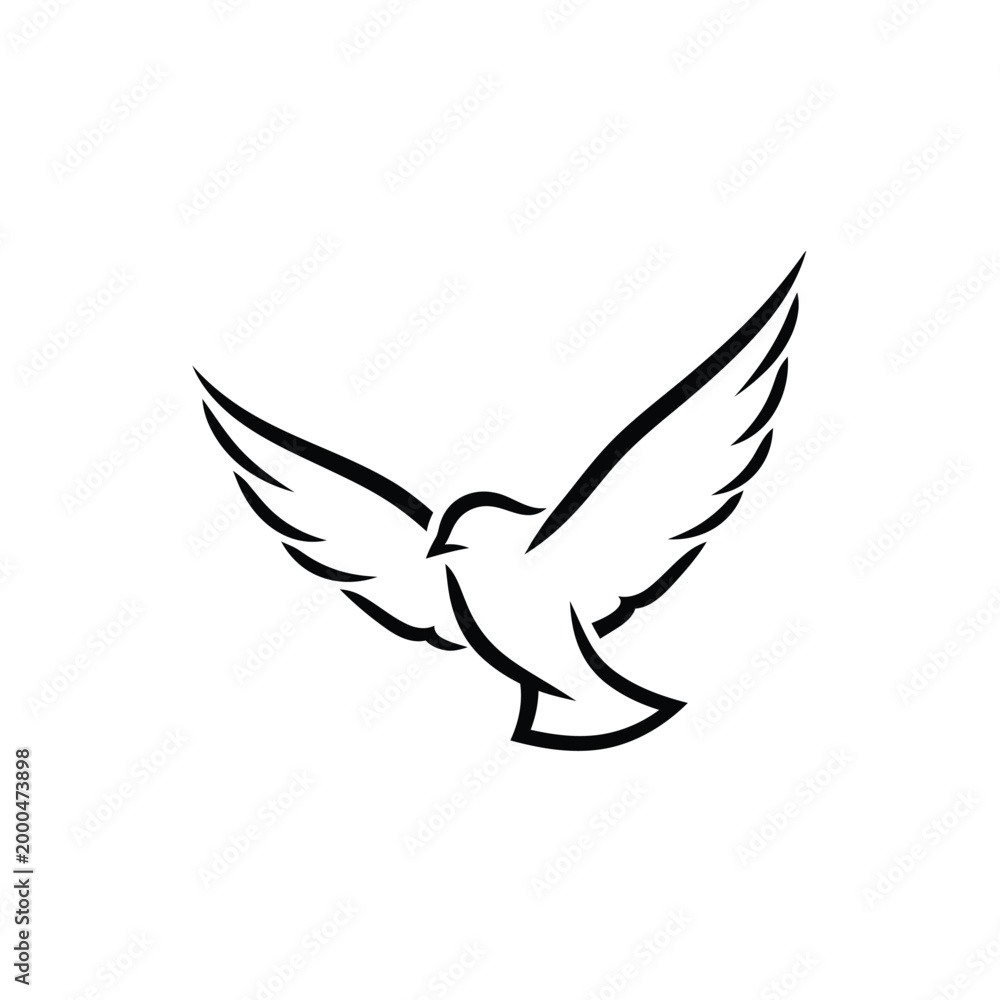 Fototapeta premium Flying dove silhouette icon, peace symbol, vector illustration
