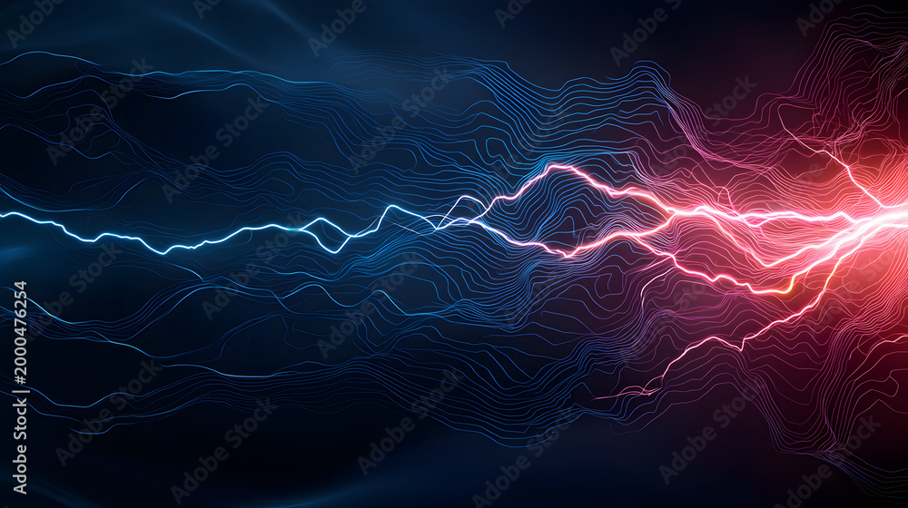 Fototapeta premium Electric energy flows through vibrant blue and red lines, creating dynamic visual effect 