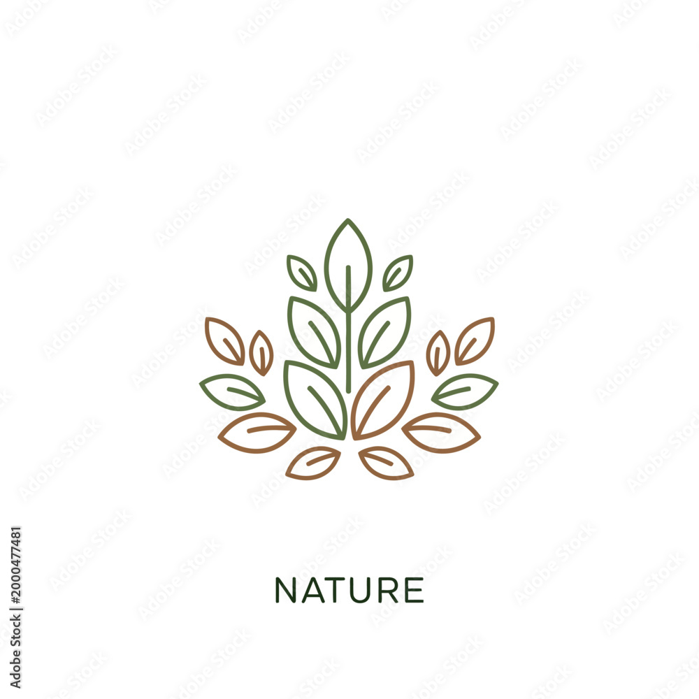 Obraz premium Minimalist Leaf Branch Icon - Organic Nature Symbol