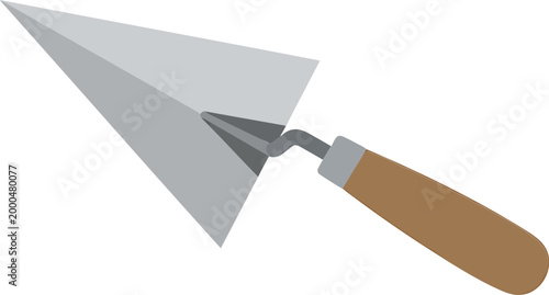 Trowel, putty knife, metal tool, construction equipment, vector icon