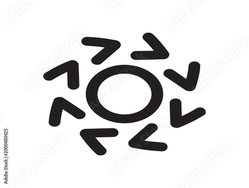 Minimalist circular motion icon in line art style vector illustration