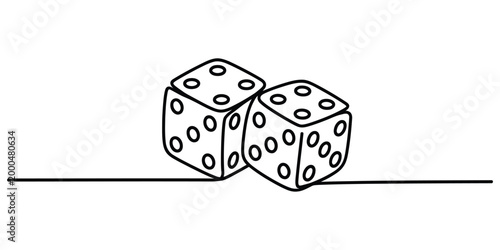 Continuous line drawing of two playing dice