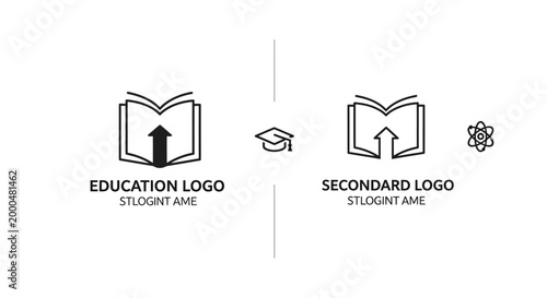 vector education and secondary school logos with graduation cap