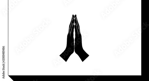 Vector illustration featuring two human hands gently pressed together, representing a thoughtful and respectful gesture of prayer, gratitude, and welcome