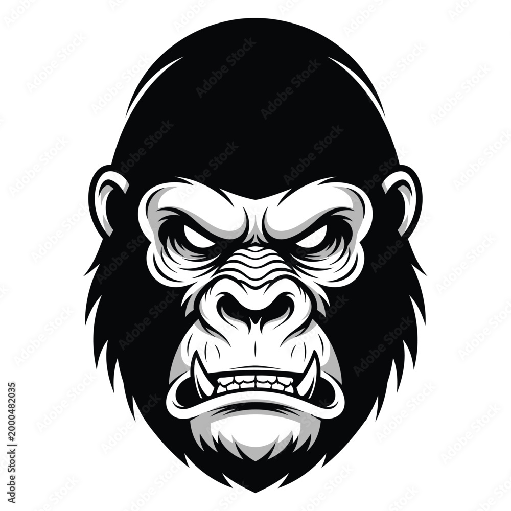 Fototapeta premium An angry black vector illustration of a wild lion head tattoo symbol with a predator face isolated on white like a mascot animal