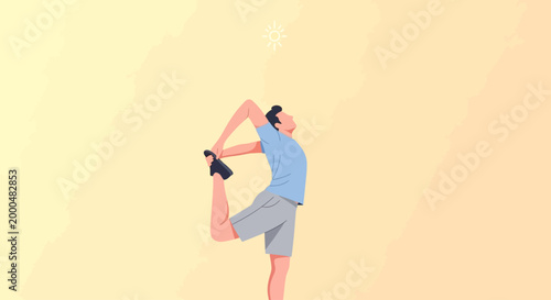 Vector Illustration of a Person Performing a High Leg Stretch