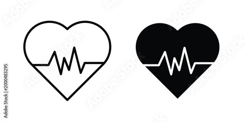Heartbeat icon pack vectors for graphic projects.