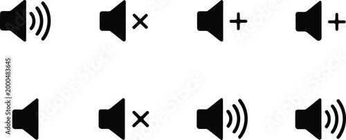 Speaker volume control icons a collection of muted amplified and disabled states