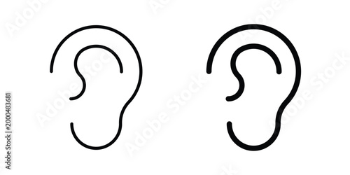 Human ear icon pack vectors for graphic projects.