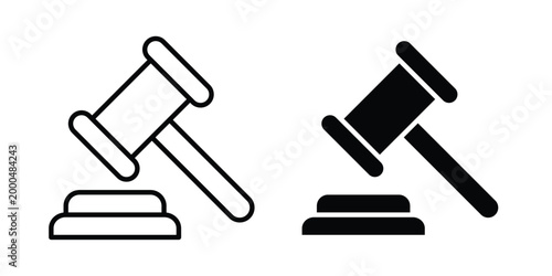 Judge gavel icon pack vectors for graphic projects.