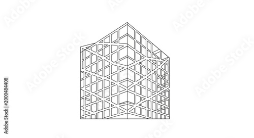 Vector Line Art Illustration of Modern Building