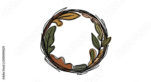 Vector Wreath of Leaves and Branches