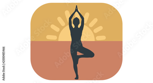 Yoga Tree Pose Silhouette Vector Illustration