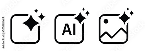 Canvas Print Set of generated AI icons