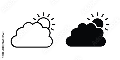 Partially cloudy icon pack vectors for graphic projects.