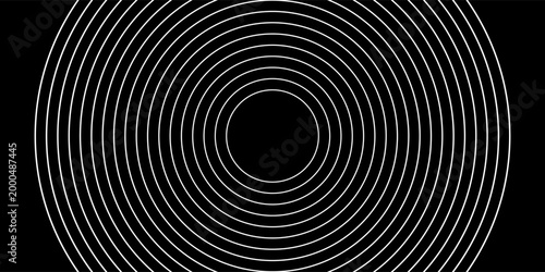 Create a bold look with a centric circle background featuring vector graphics of sound waves.
