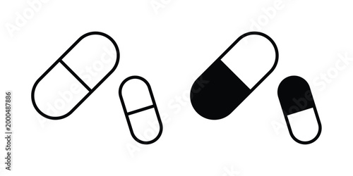 Pill icon pack vectors for graphic projects.