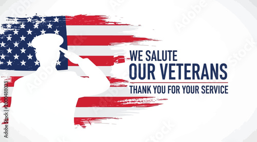 Bild auf Leinwand Veterans day salute with american flag background silhouette of a soldier saluti