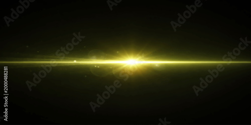 Abstract blue space background with glowing stars and light rays in a dark sky scene