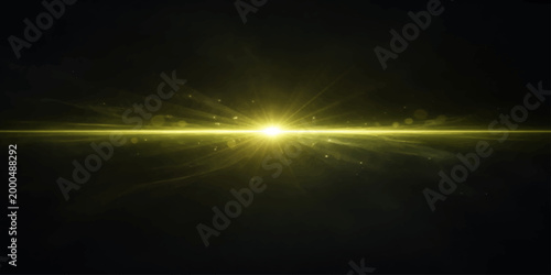 Abstract blue space background with glowing stars and radiant light rays in a dark sky scene