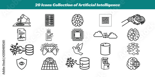 Collection of diverse artificial intelligence and technology icons