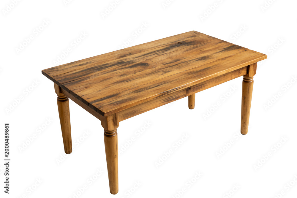 Fototapeta premium Rustic old wooden table isolated on transparent background