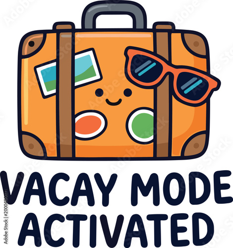cute cartoon doodle vacay mode activated summer funny quote