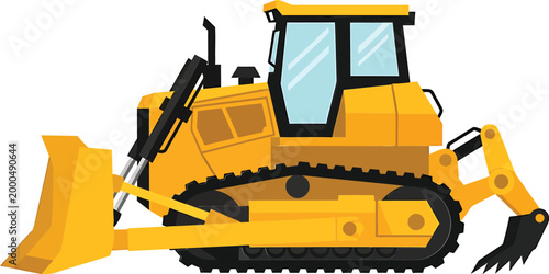 Yellow bulldozer, heavy equipment, construction vehicle, industrial machine