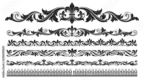 Set of vintage floral borders and dividers