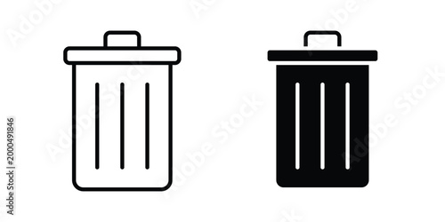 Trash Bin icon pack vectors for graphic projects.