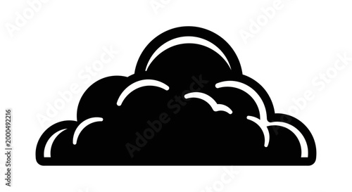 Black and white illustration of a single cloud with soft, rounded edges and a flat base, isolated on a plain background.