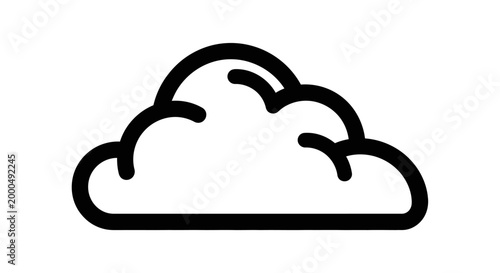 A minimalist black-and-white illustration of a cloud with soft, rounded edges, isolated on white.