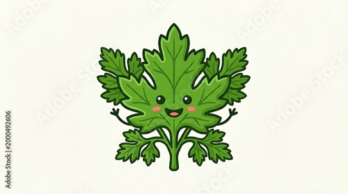 Cartoon leaf with happy face.