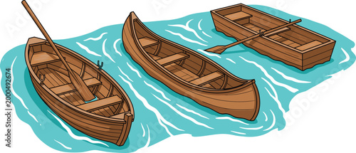 Photos Wooden Boat Collection Featuring Traditional Rowboats and Canoes Floating on Wat