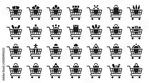 Set of black folding ribbon banner icons isolated on white background for web design.