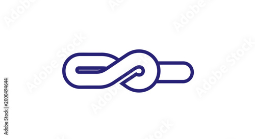 Blue Simple Continuous Line Art Knot Symbol, Minimalist Figure Eight Loop Design isolated white background