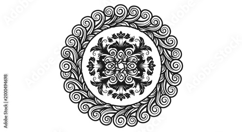 Intricate Circular Celtic Mandala Pattern, Ornate Tribal Decorative Design on Isolated White Background