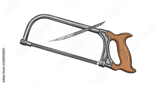 Vintage handsaw with wooden handle.