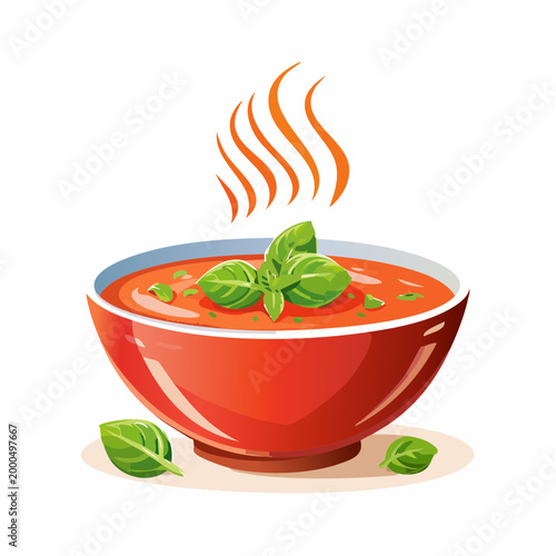 Hausgemachte Tomatensuppe mit Basilikum