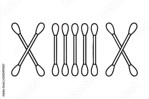 Cotton Bud Line Symbols for Beauty Healthcare and Ear Cleaning Design