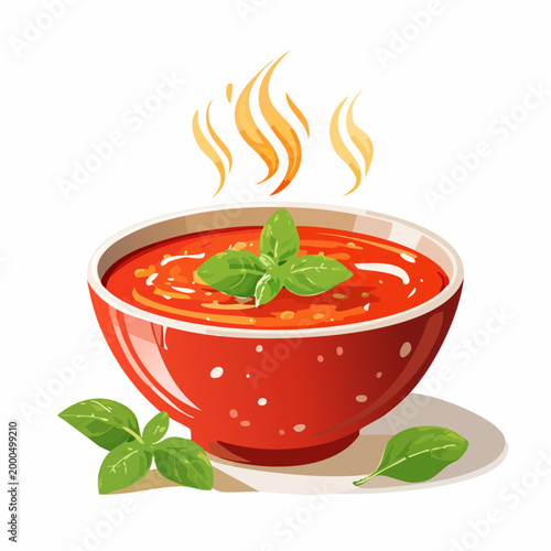 Hausgemachte Tomatensuppe mit Basilikum