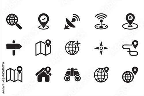 GPS Map Pin Symbol Set for Route Tracking and Navigation Platforms