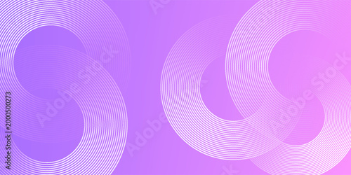 Abstract circle lines on pink and purple background. Geometric stripe line art design for poster, brochure, cover, website, header, web banner, presentation.