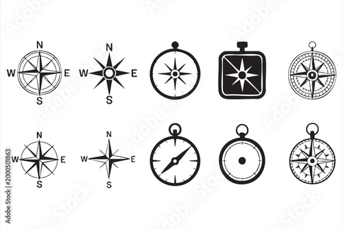 Compass Symbol Set for Maps Adventure and Navigation Apps